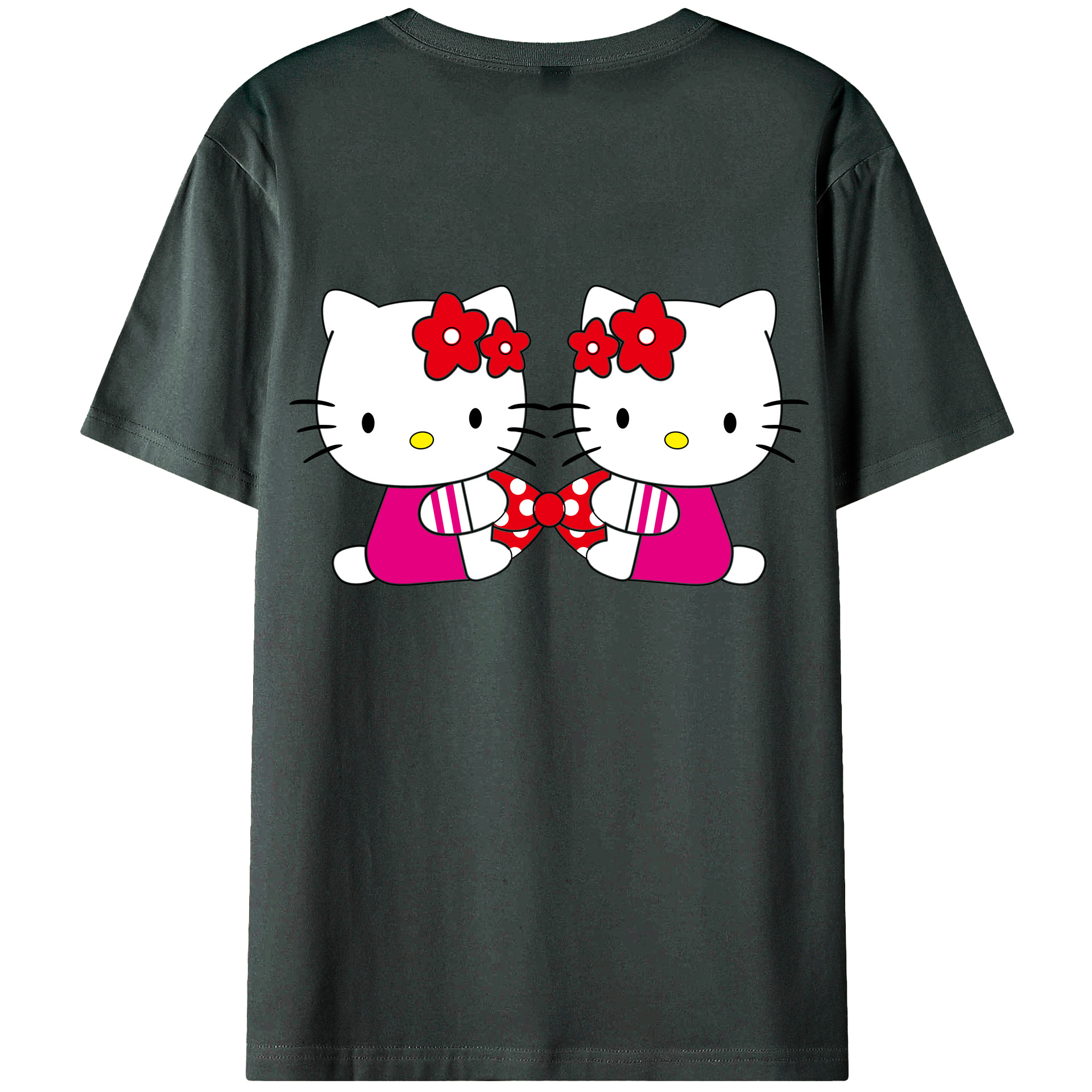 （画像用） Hello Kitty ハローキティ 綿100％ メンズ半袖Tシャツ（バックプリント） 通気性